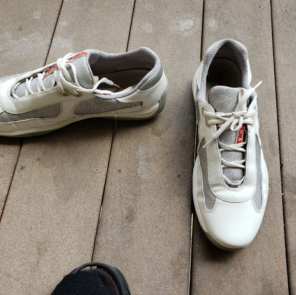 Used mens white prada sneakers.  12 mens 42 or 43